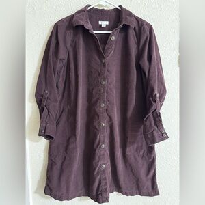 J. Jill Long-Sleeve Button-Down Shirt Dress in Plum